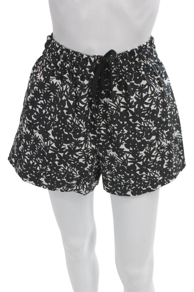 Everlane Women Paperbag Shorts Black Floral Organic Cotton Size S