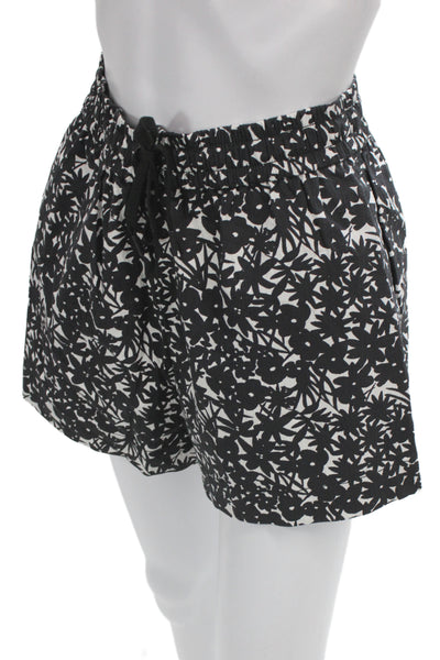 Everlane Women Paperbag Shorts Black Floral Organic Cotton Size S