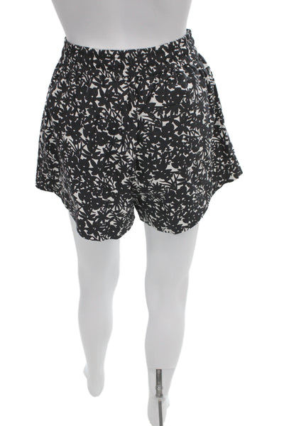 Everlane Women Paperbag Shorts Black Floral Organic Cotton Size S
