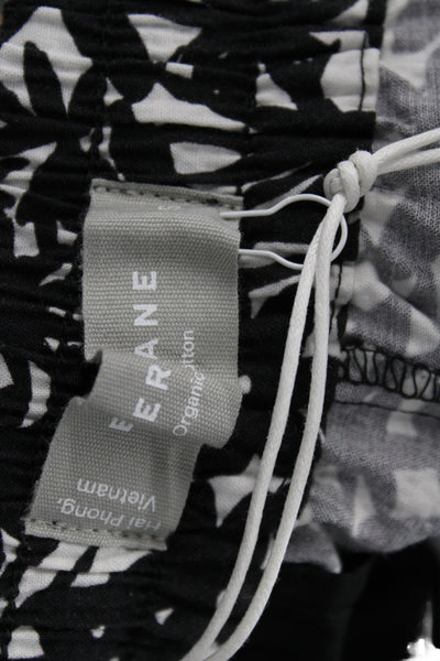 Everlane Women Paperbag Shorts Black Floral Organic Cotton Size S