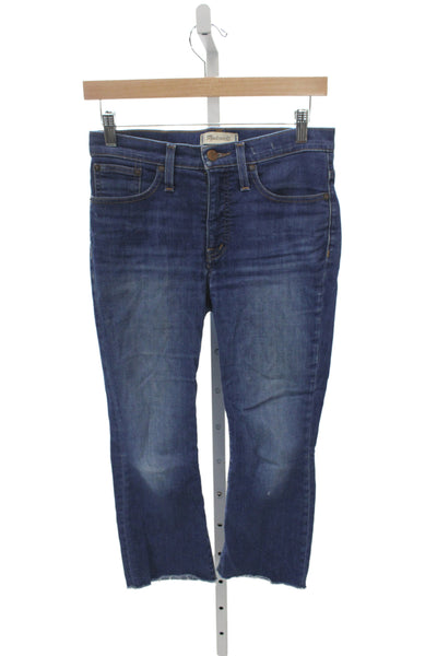 Madewell Womens Cropped Blue Mid Rise Cotton Jeans Button Fly Size 26