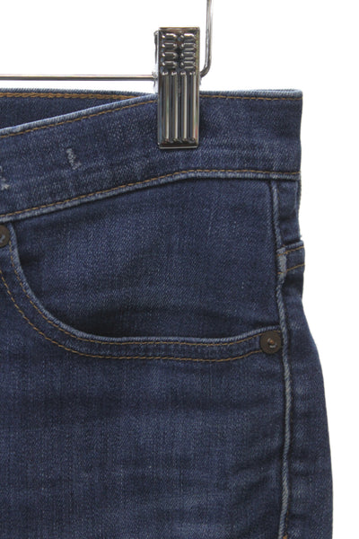Madewell Womens Cropped Blue Mid Rise Cotton Jeans Button Fly Size 26