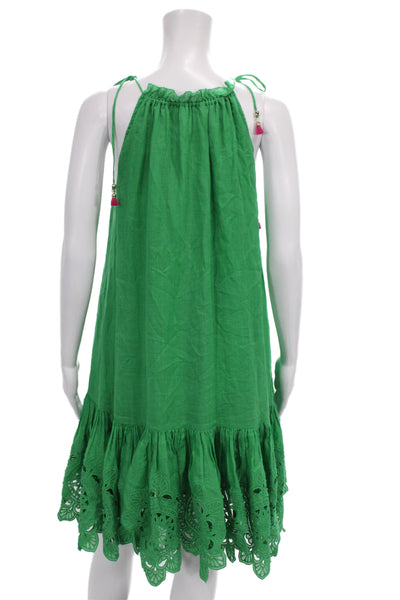 Zimmermann Womens Green Ramie Halter Sundress Bohemian Knee Length Size 1