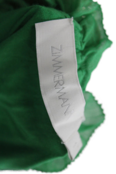 Zimmermann Womens Green Ramie Halter Sundress Bohemian Knee Length Size 1