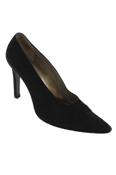 Yves Saint Laurent Womens Suede Pointed Toe Pumps Black Size 39.5 9.5