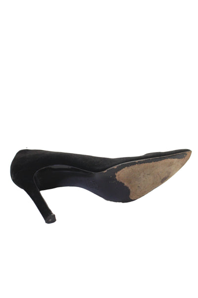 Yves Saint Laurent Womens Suede Pointed Toe Pumps Black Size 39.5 9.5