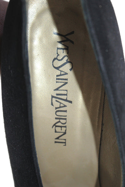 Yves Saint Laurent Womens Suede Pointed Toe Pumps Black Size 39.5 9.5