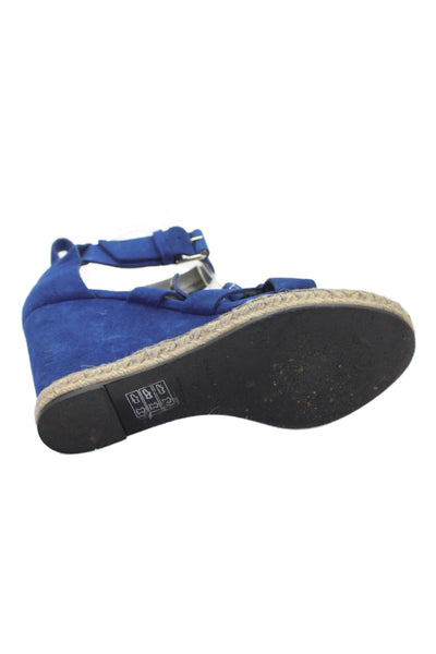 Balenciaga Paris Womens Suede Espadrille Wedge Sandals Blue Size 38 8