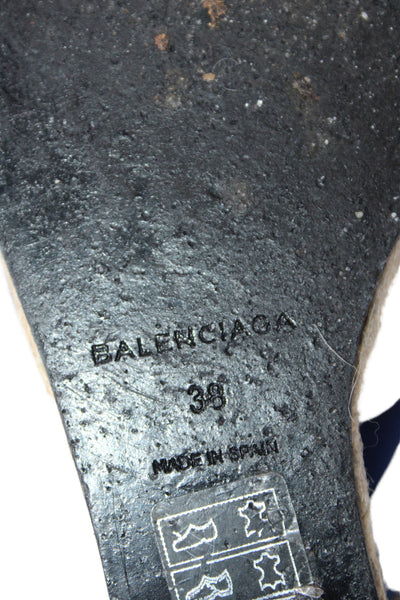 Balenciaga Paris Womens Suede Espadrille Wedge Sandals Blue Size 38 8