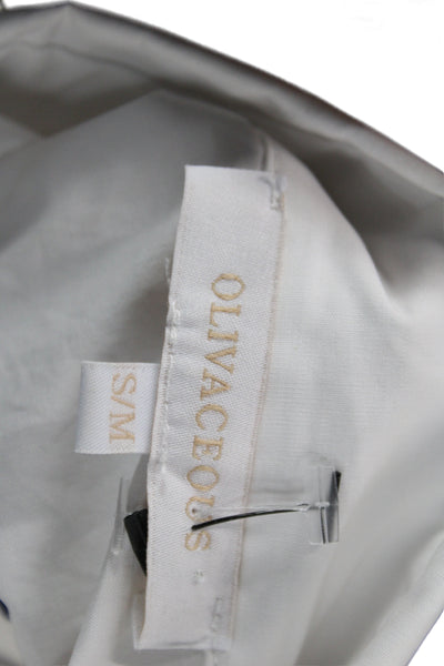 Olivaceous Womens Basic White Cotton Collared Long Sleeve Button-Up Top Size S