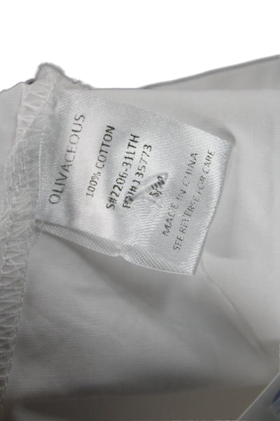 Olivaceous Womens Basic White Cotton Collared Long Sleeve Button-Up Top Size S