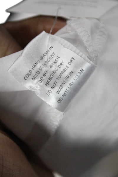 Olivaceous Womens Basic White Cotton Collared Long Sleeve Button-Up Top Size S