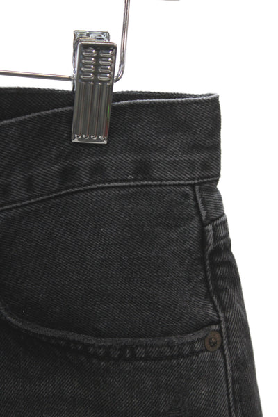 Agolde Women Cut-Off Black Cotton Distressed Solid Shorts Size 26
