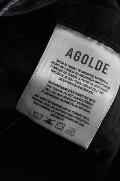 Agolde Women Cut-Off Black Cotton Distressed Solid Shorts Size 26