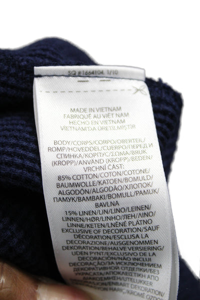 Polo Ralph Lauren Mens Waffle Knit Short Sleeve Button Down Shirt Blue Size L