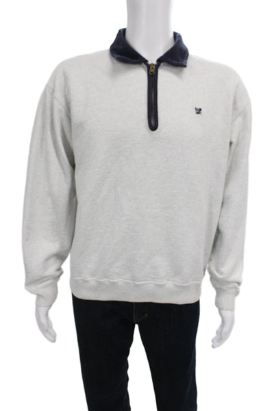 Aime Leon Dore Mens Pullover Sweatshirt Gray Collared Cotton Zip Size M