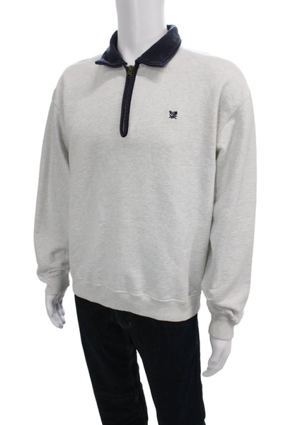 Aime Leon Dore Mens Pullover Sweatshirt Gray Collared Cotton Zip Size M