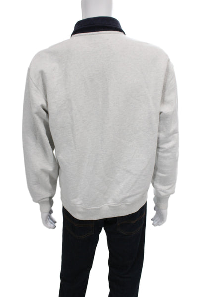 Aime Leon Dore Mens Pullover Sweatshirt Gray Collared Cotton Zip Size M