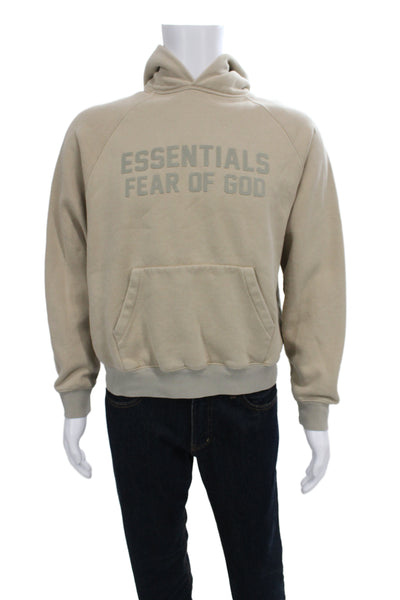 Fear Of God Unisex Adults Pullover Hoodie Beige Crew Neck Long Sleeve Size S