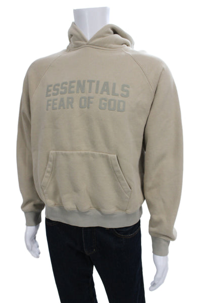 Fear Of God Unisex Adults Pullover Hoodie Beige Crew Neck Long Sleeve Size S