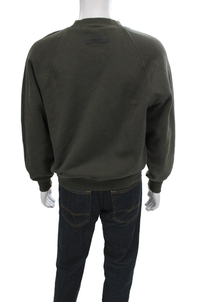 Fear Of God Unisex Pullover Sweatshirt Green Mock Neck Long Sleeve Size S