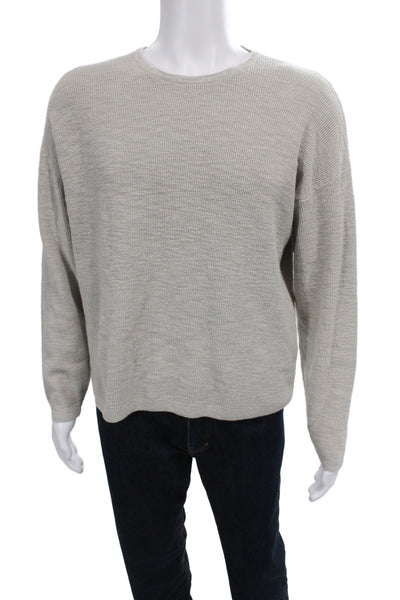 Zara Mens Pullover Cotton Round Neck Beige Casual Size L