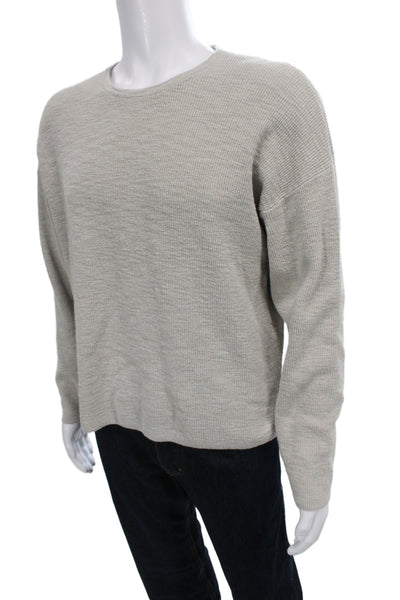 Zara Mens Pullover Cotton Round Neck Beige Casual Size L