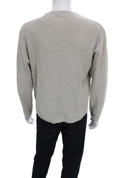 Zara Mens Pullover Cotton Round Neck Beige Casual Size L