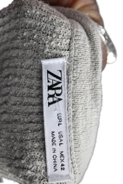 Zara Mens Pullover Cotton Round Neck Beige Casual Size L