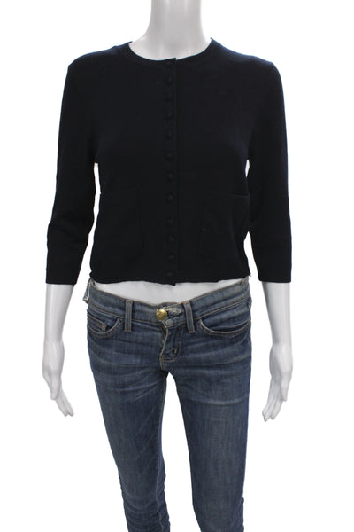 Zara Womens Black Viscose Cardigan 3/4 Sleeve Crew Neck Size S