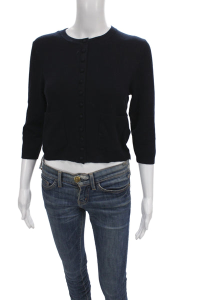 Zara Womens Black Viscose Cardigan 3/4 Sleeve Crew Neck Size S