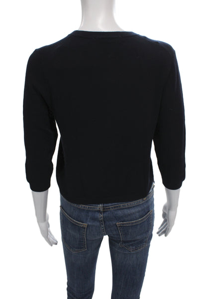 Zara Womens Black Viscose Cardigan 3/4 Sleeve Crew Neck Size S