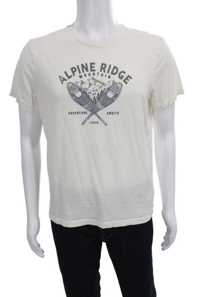 J Crew Mens Basic Mountain Graphic White Cotton T-Shirt Size M