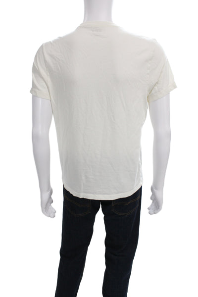 J Crew Mens Basic Mountain Graphic White Cotton T-Shirt Size M