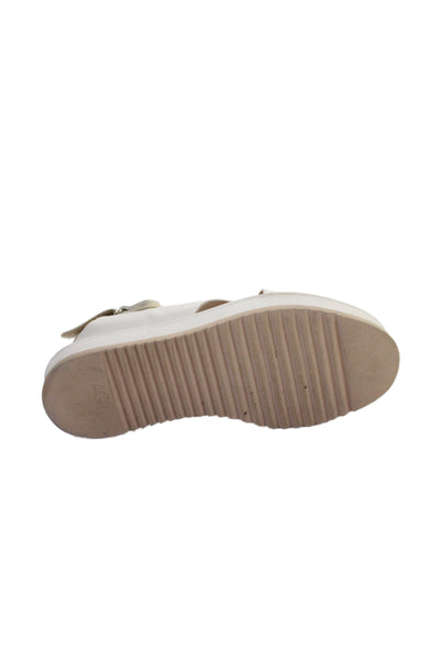 AGL Womens Leather Crisscross Strap Platform Heels Shoes White Combo Size 10