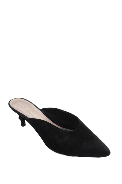 Loeffler Randall Womens Suede Slip On Heels Mules Shoes Black Size 10B