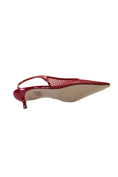 Steve Madden Womens Mesh Pointed Toe Slingbacks Kitten Heels Shoes Red Size 9.5M