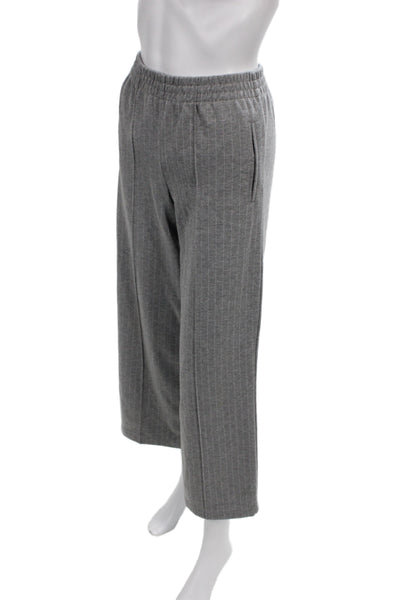 Zara Womens Cropped Striped Gray Drawstring Pants Size S