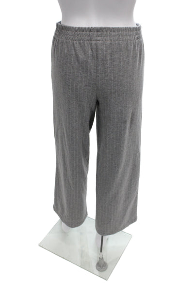 Zara Womens Cropped Striped Gray Drawstring Pants Size S
