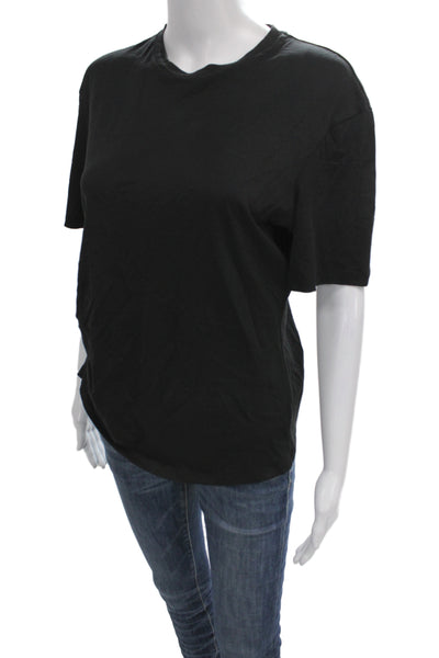 Theory Womens Basic Pima Cotton Black Crew Neck Short Sleeve T-Shirt Size M