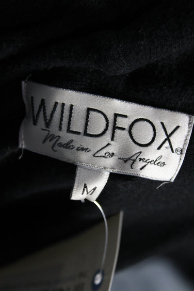 Wildfox Women Black Full Zip Hoodie Polyester V-Neck Size M