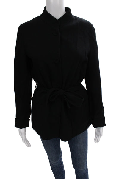Luciano Barbera Womens Basic Wool Jacket Black Button Long Sleeve Size 42