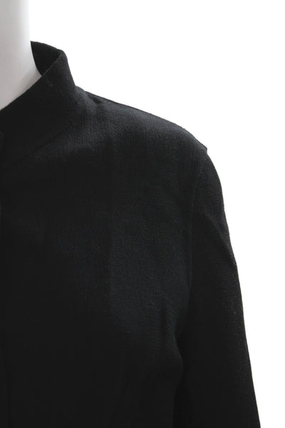 Luciano Barbera Womens Basic Wool Jacket Black Button Long Sleeve Size 42