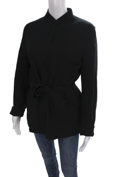 Luciano Barbera Womens Basic Wool Jacket Black Button Long Sleeve Size 42