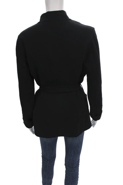 Luciano Barbera Womens Basic Wool Jacket Black Button Long Sleeve Size 42