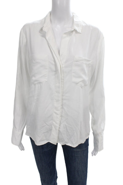 Bella Dahl Women Collared Tencel Lyocell Button-Up White Long Sleeve Size M
