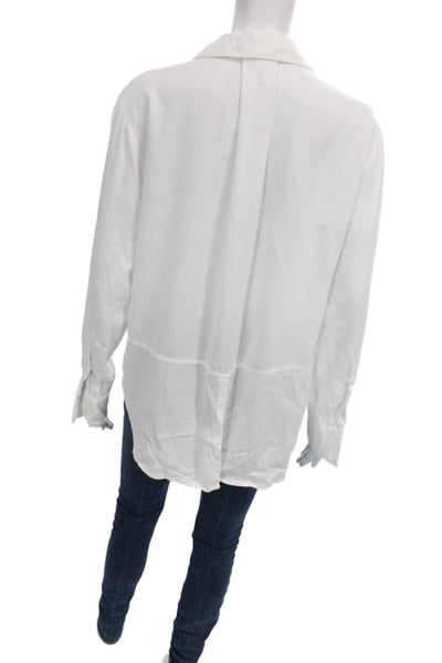 Bella Dahl Women Collared Tencel Lyocell Button-Up White Long Sleeve Size M