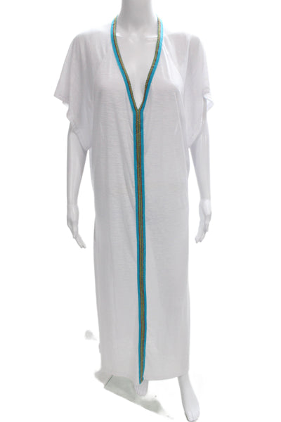 Pitusa Womens White Long Cover Up Beach Dress 50% Cotton 50% Polyester Size XS