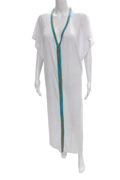 Pitusa Womens White Long Cover Up Beach Dress 50% Cotton 50% Polyester Size XS