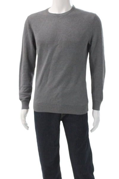 Theory Mens Gray Knit Crew Neck Pullover Sweater Short Sleeve Size S